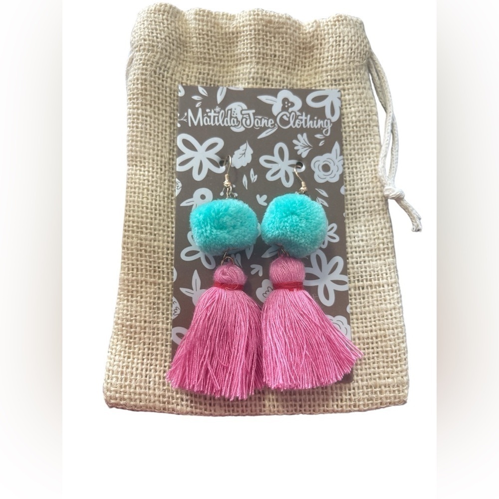 NWOT Matilda Jane Bohemian Winter Love Pom Pom and Tassel Earrings